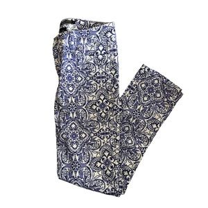 White House Black Market white and blue pattern Slim Ankle pants